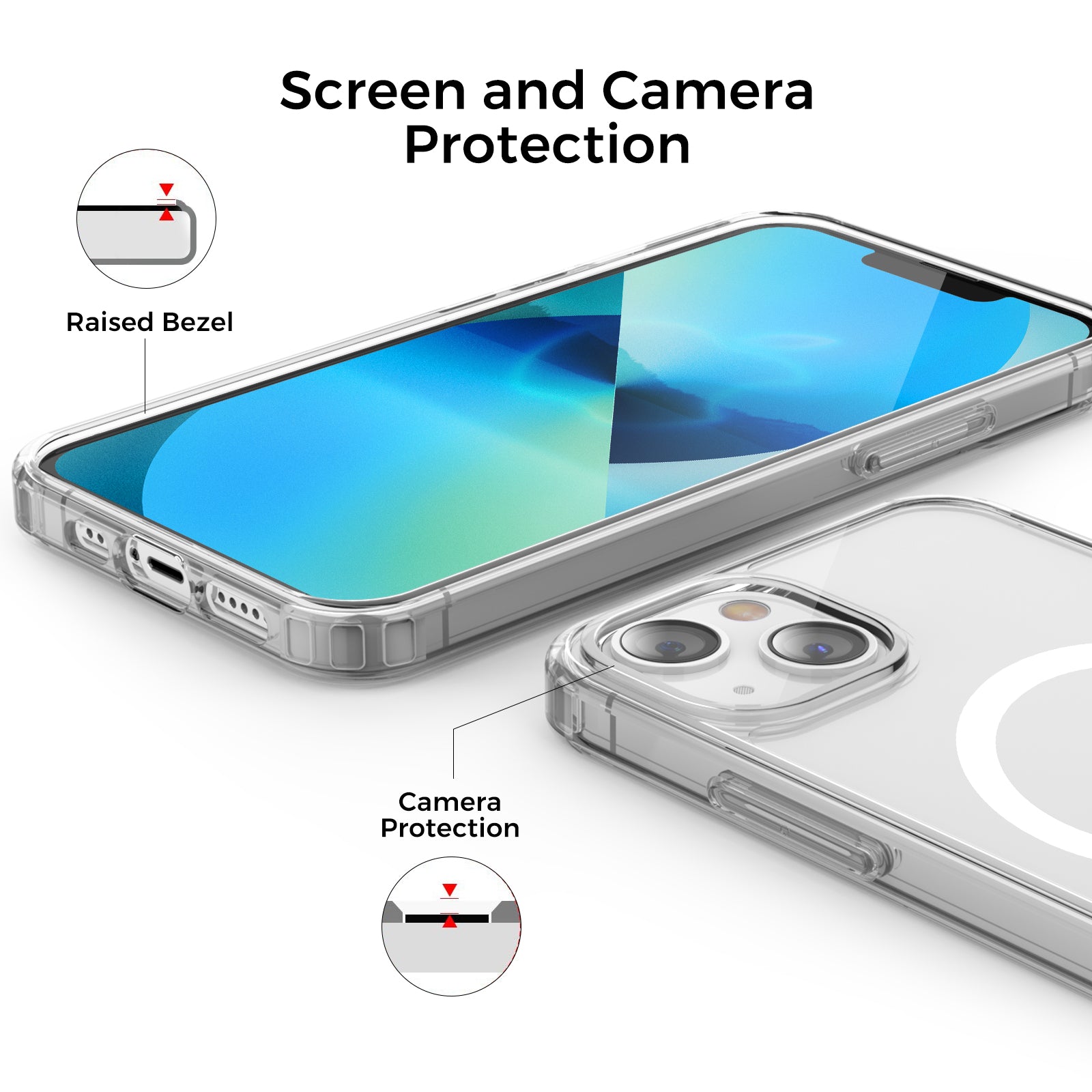 AHASTYLE PC06 telefoncover til iPhone 13 mini HD Clear PC TPU-cover kompatibel med MagSafe AHASTYLE PC06 telefoncover til iPhone 13 mini HD Clear PC TPU-cover kompatibel med MagSafe